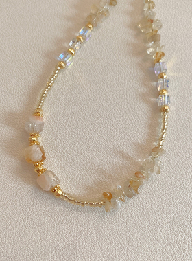 设计感独特天然石水晶串珠项链女款2026新款高级感轻奢锁骨链颈链