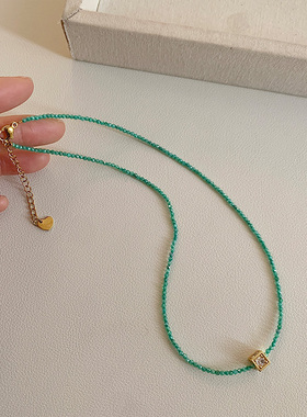 高级感绿水晶串珠项链女2025新款爆款轻奢小众设计锁骨链颈链配饰