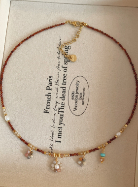 独特天然石串珠花朵珍珠项链女2026新款高级感轻奢小众锁骨链颈链