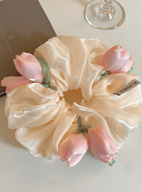 韩系超仙郁金香花朵大号大肠发圈女扎头发丸子头发绳头绳皮筋发饰
