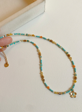 设计感小众花瓣吊坠串珠项链女款2026新款高级感轻奢锁骨链颈链