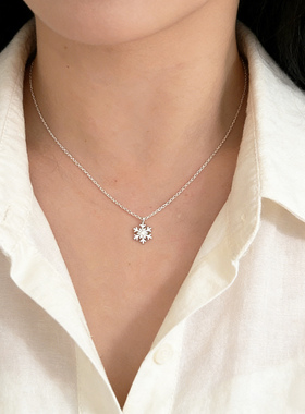 爆闪镶钻小雪花S925锁骨链女款