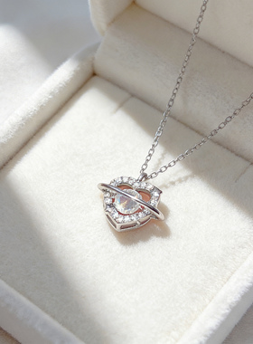 S925纯银爱心锁骨链送女友百搭