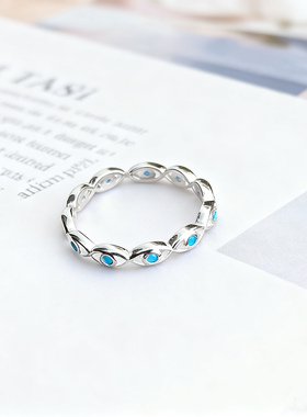 S925纯银恶魔之眼戒指女闺蜜戒指