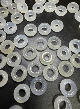 13mm 天然白玛瑙面包圈圈圈玉髓大孔珠高冰小提溜吊坠饰品配件