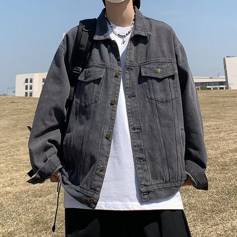 107.5 45复古做旧水洗牛仔外套男士宽松韩版ins潮流翻领工装夹克,淘宝优惠券,粉丝福利购,淘宝优惠卷