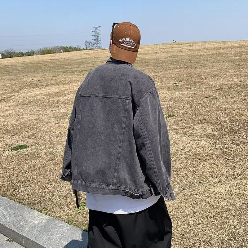 107.5 45复古做旧水洗牛仔外套男士宽松韩版ins潮流翻领工装夹克,淘宝优惠券,粉丝福利购,淘宝优惠卷