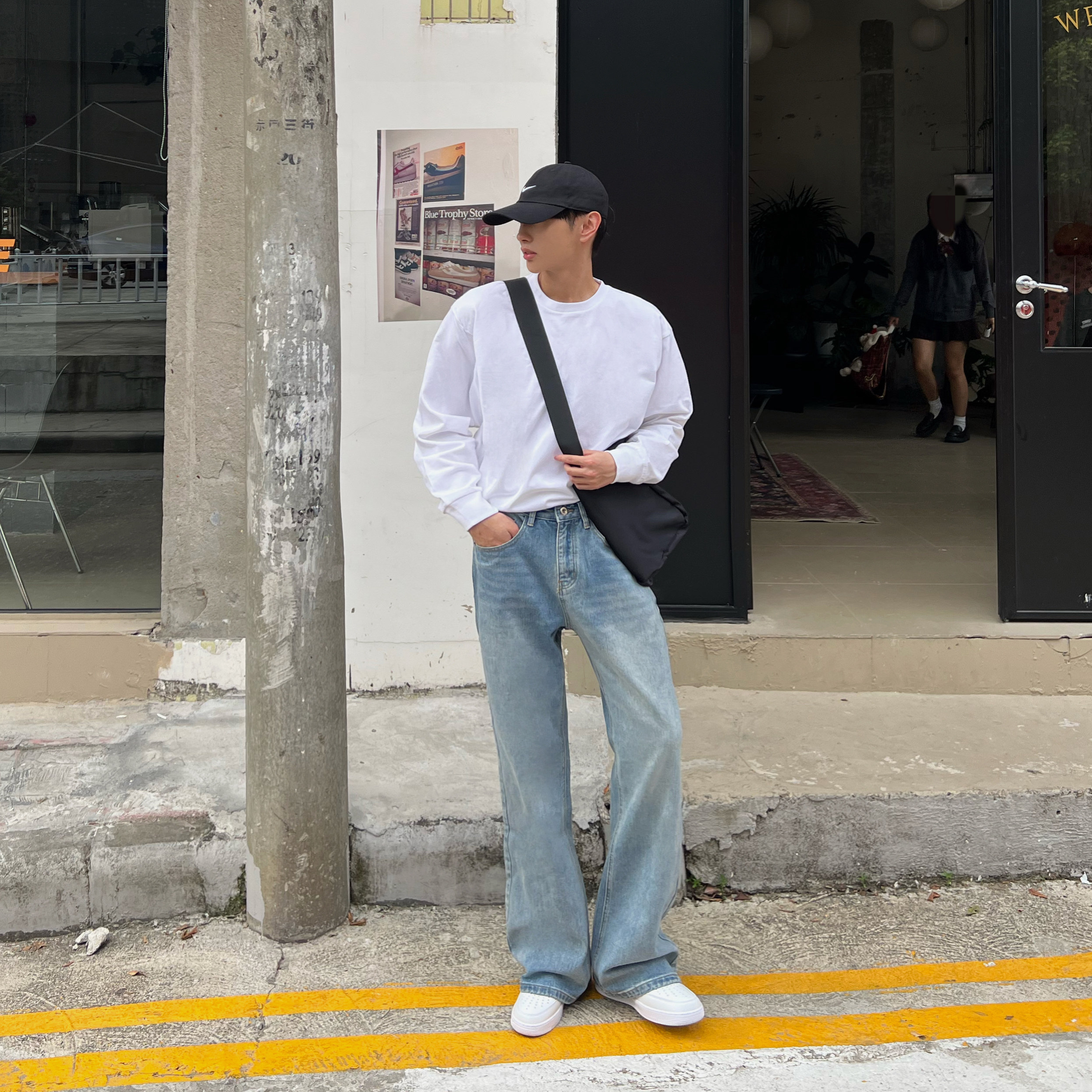 XMOB 韩版水洗微喇牛仔裤男宽松阔腿百搭显高显瘦拖地长裤男女款,淘宝优惠券,粉丝福利购,淘宝优惠卷