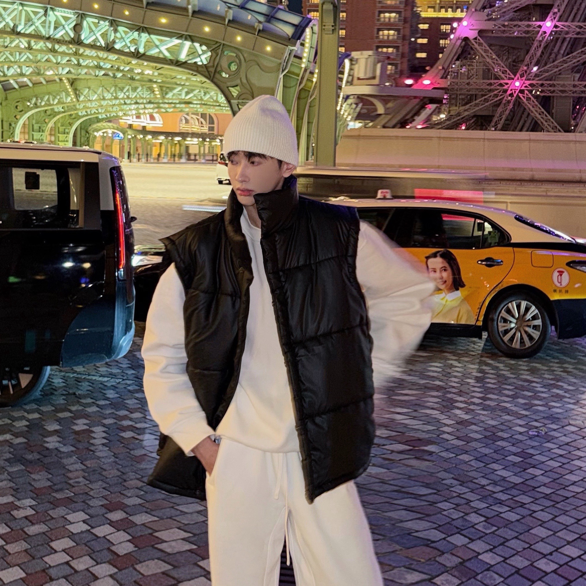 XMOB STUDIO休闲美式廓形黑色马甲男宽松保暖加厚无袖棉服外套潮,淘宝优惠券,粉丝福利购,淘宝优惠卷