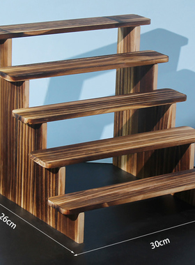 纯实木展示架收纳架桌面手办泡泡玛特盲盒玩偶肉肉绿植多层阶梯架