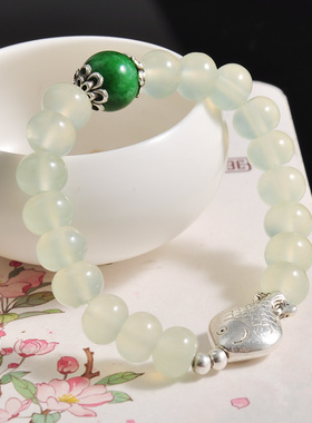 复古文艺风玉石手链送布袋