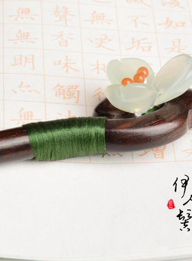 手工黑檀木复古典玉簪子
