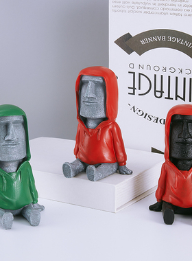 摩艾石像人手机支架摆件