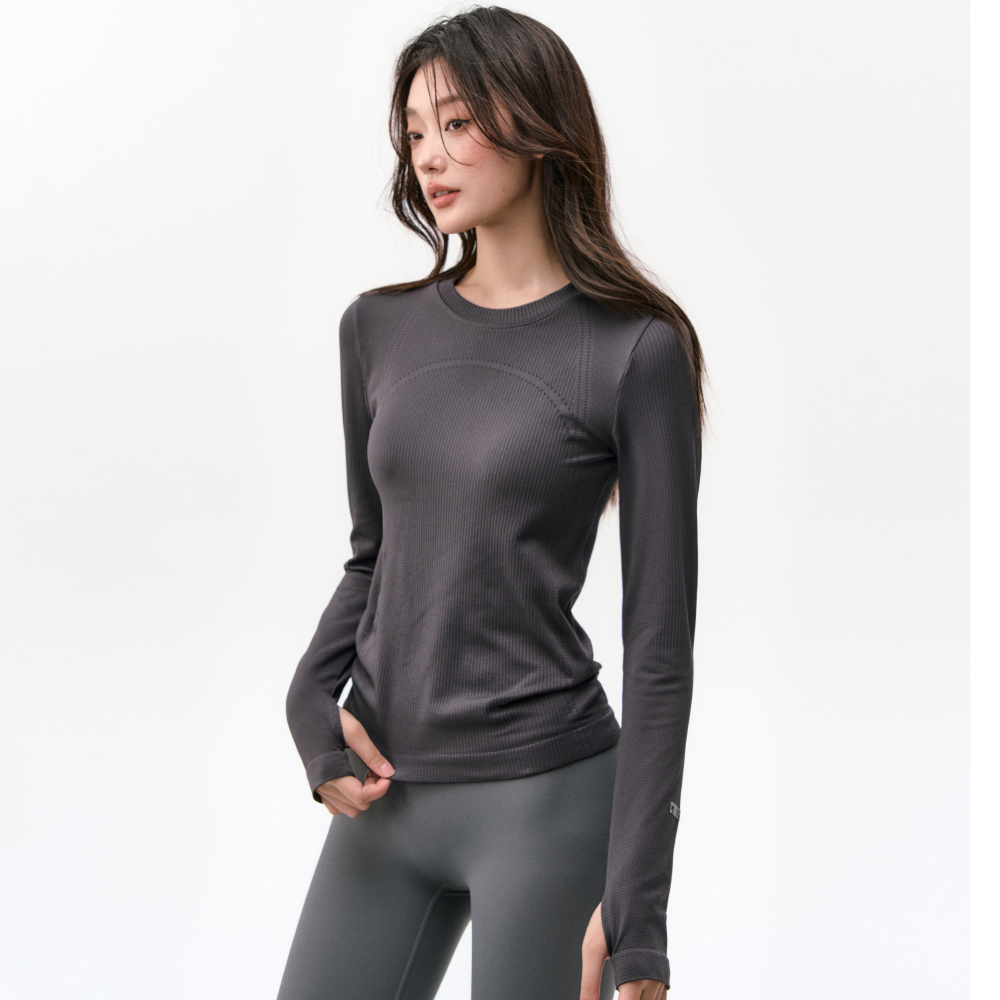 瑜伽服上衣新款女速干衣透气户外专业跑步训练运动t恤健身长袖秋 - 图1