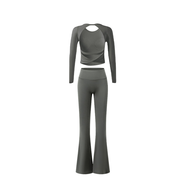 瑜伽服套装秋女美背健身上衣长袖跑步运动长裤带胸垫普拉提训练服,淘宝优惠券,粉丝福利购,淘宝优惠卷