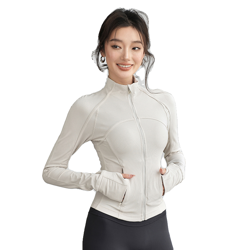 lulu同款立领瑜伽服外套女螺纹紧身显瘦运动长袖跑步速干健身上衣,淘宝优惠券,粉丝福利购,淘宝优惠卷