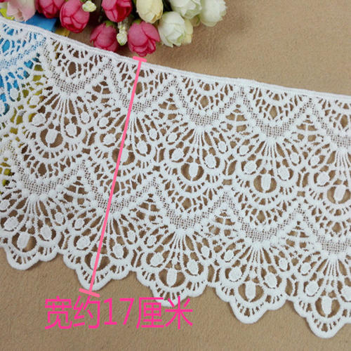 衣服上的装饰蕾丝花边辅料宽17cm水溶刺绣DIY服装装饰配件白色 - 图1
