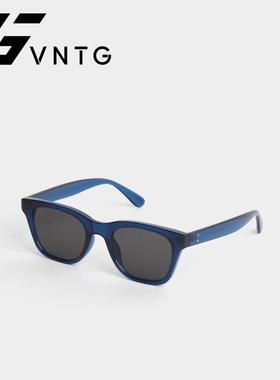 静谧深蓝色倒梯形尼龙偏光墨镜