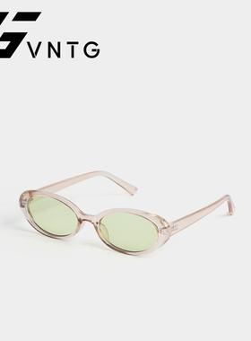 墨镜复古灰绿色椭圆形太阳眼镜