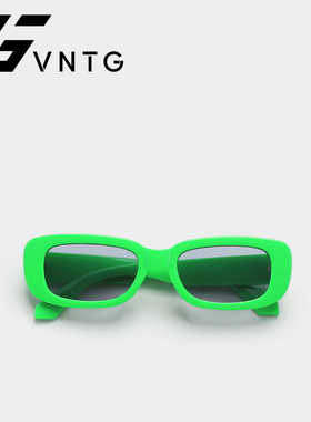 VNTG墨镜方形粗框ins风绿色防紫外线uv400显脸小网红小众太阳眼镜