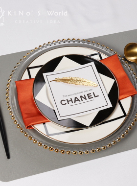 轻奢风几何陶瓷样板房餐厅摆台