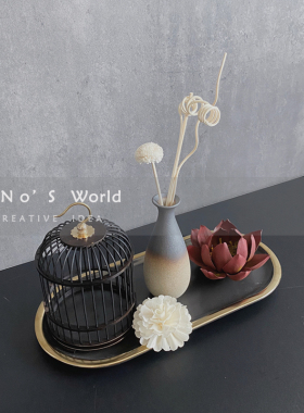 新中式风浴室金边鸟笼软装饰品