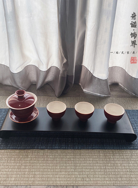 仿古风组合客厅茶室茶几托盘摆件