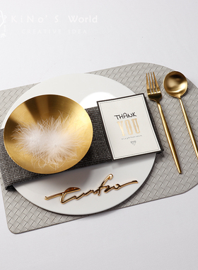 轻奢风灰金色西餐具售楼处摆件