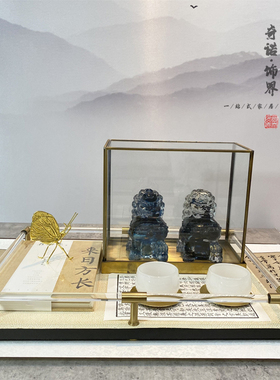 新中式风方形组合琉璃软装饰品