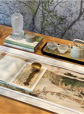 新中式售楼处样板房书房会所文房用品玉石字画毛笔架镇尺印章摆件