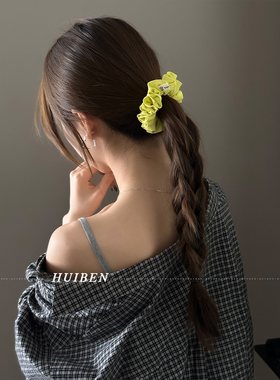 芥末黄~褶皱花边小肠发圈女