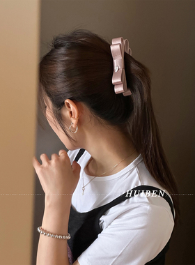 法式纯色立体蝴蝶结香蕉发夹女