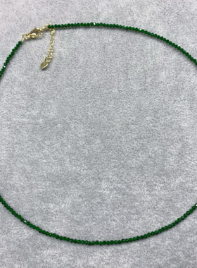 极细2.3mm绿砂石锁骨链女项链长40厘米左右颈链
