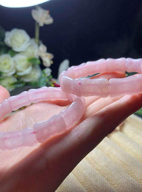 天然马达加斯加粉晶竹节手排女