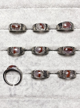 天然极光23戒指复古款白铜托