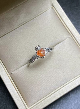 天然阿鲁沙金草莓晶爱心戒指