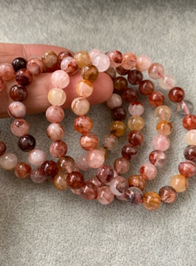 天然红胶花石手链约7.8mm左右单圈手串