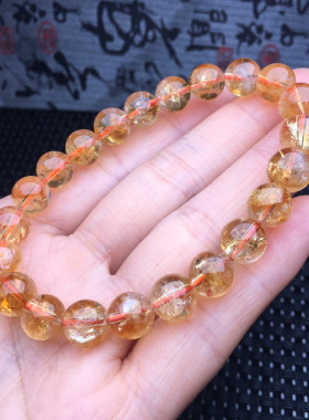 天然黄水晶手链黄塔山黄阿赛