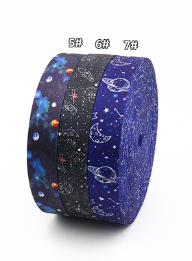 稀罕布艺纯棉布料暗黑宇宙星空印花织带压布条手工压条蝴蝶结丝带