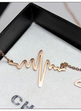 韩国浪漫心跳钛钢OL风学生短项链