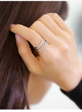 韩国开口多层微镶OL风百搭戒指