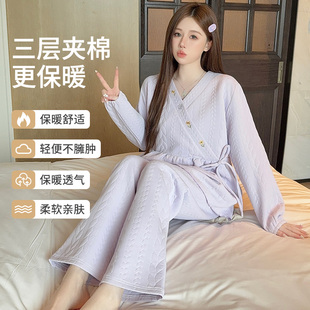 纯棉加厚空气棉月子服秋冬产妇哺乳睡衣