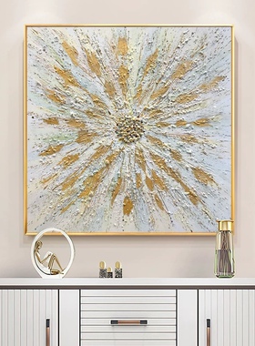 手绘油画金箔艺术玄关装饰画