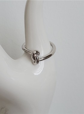 日韩ins简约复古时尚做旧圆线打结细戒指学生开口调节食指指环女