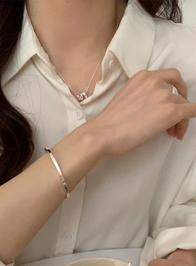韩版小众设计极简风几何光面手镯女ins冷淡风时尚简约轻奢款手环