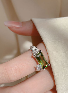 925纯银锆石开口戒指女生ins潮轻奢小众设计感食指戒高级感时尚