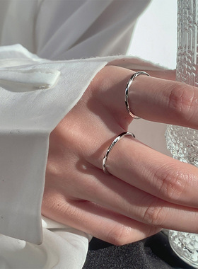 925纯银开口素圈戒指高级感女时尚个性轻奢ins小众设计食指戒简约