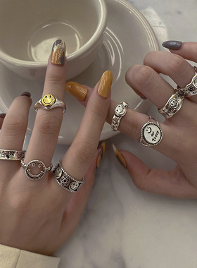 韩版男女复古小众开口食指戒