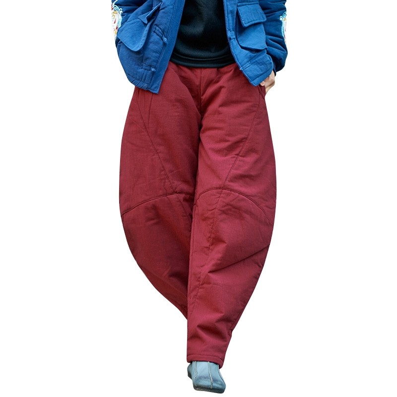 2021冬季棉麻夹棉灯笼裤宽松阔腿裤女胖mm大码瑜伽裤亚麻长裤子,淘宝优惠券,粉丝福利购,淘宝优惠卷