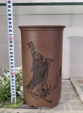 满意紫砂全手工制作精品紫泥精刻签筒盆23×13卖掉了可定制